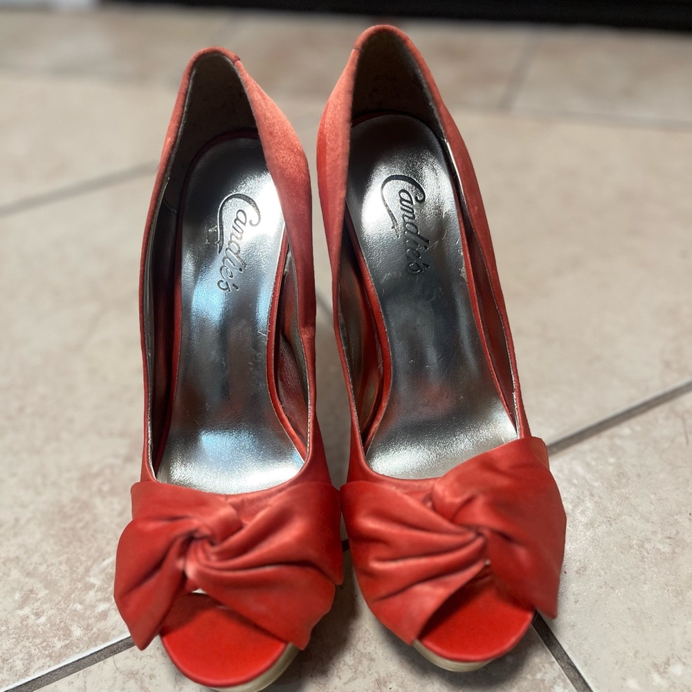 Candie's orange Stiletto Heels with Bow Detail